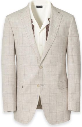 Paul Fredrick Windowpane Linen Blend Single Breasted Notch Lapel Suit Jacket