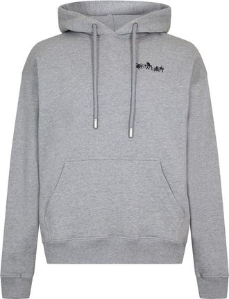 Off-white Mens Off White Flower Arrow Hooded Neck Long Sleeve Sweatshirt in Grey/Black - Size X-Small