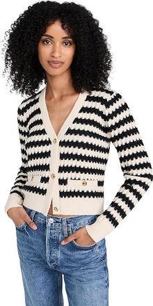 Line & Dot Laurel Cardigan Womens Sweater Ivory/Black : XS, Acrylic/Nylon/Polyester