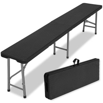 OEM Banco De Catering Plegable Que Se Guarda En Una Maleta, 180 Cm, De Rat&aacute;n Negro