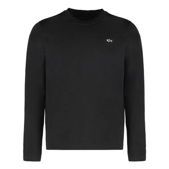 Paul & Shark Paul & Shark, Long Sleeve Tops, male, Black, Size: 2XL Cotton crew-neck T-shirt with logo