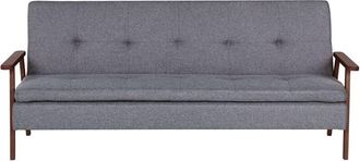 Beliani Beliani - Sof&aacute; Cama Moderno De Tela Madera Oscura Reposabrazos Convertible Gris Tjorn
