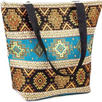 Generic Large Handmade Luxury hand-woven kilim shoulder bag tote bag beach bag handbag Turkish Moroccan Style (Blue)