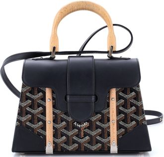 Goyard Structured Saigon Top Handle Bag Coated Canvas with Leather Mini