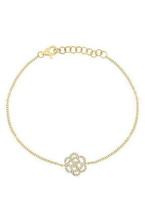 Effy 14K Gold Plated Sterling Silver Diamond Flower Charm Bracelet at Nordstrom Rack, Size 7.5