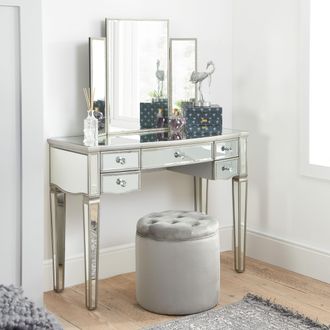 Birlea Elysee 5 Drawer Dressing Table Mirrored in Silver
