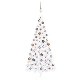 vidaXL Medio &Aacute;rbol De Navidad Con Luces Y Bolas Blanco 240 Cm Vidaxl