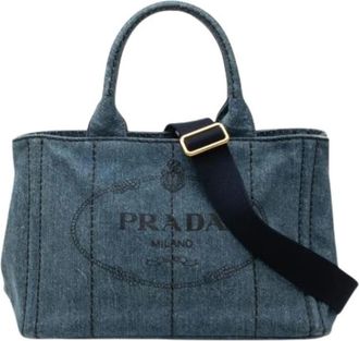 Prada Pre-owned Denim Satchel - Dames - Vintage Shopper - Blauw - ONE Size - Denim - Vintage