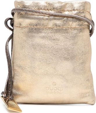 Gucci Pre-owned Gucci Metallic Leather Drawstring Pouch Ladies 039169 1669