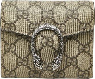 Gucci Gg Supreme Beige Pvc Leather Wallet (Tri-Fold) (Pre-Owned)