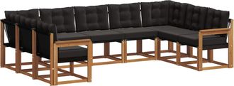 vidaXL Conjunto De Sof&aacute;s De Exterior 9 Uds. Natural Y Negro Vidaxl