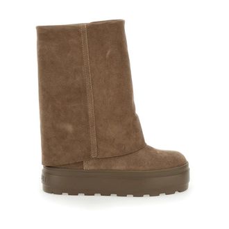 Casadei Beige Su&egrave;de Laarzen Ronde Neus - Dames - Schoenen - Beige - Maat: 36 EU Su&egrave;de