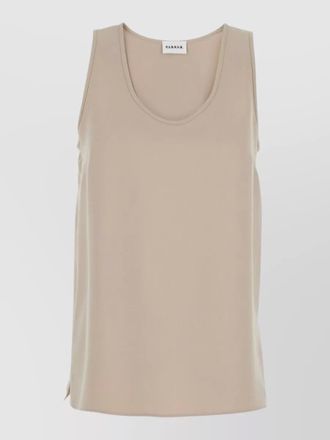 Parosh scoop neck sleeveless silk blend top