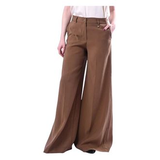 Souvenir Wide Trousers, female, Brown, Size: L Palazzo Trousers with Welt Pockets