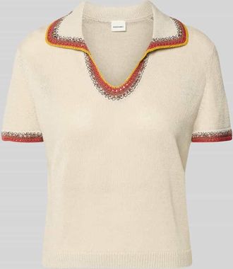 Stefanel T-Shirt in Strick-Optik mit Kontrastkante in Beige, Gr&ouml;&szlig;e XL