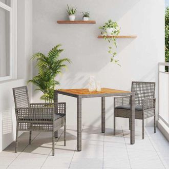 vidaXL Conjunto De Comedor De Jard&iacute;n 3 Pcs Gris Polirat&aacute;n Vidaxl