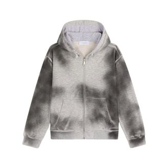 Roberto Cavalli Spray Paint Zip Hoodie with Logo - male - Roberto Cavalli - Kids Sweatshirts - Gray - 8 Y - Kids