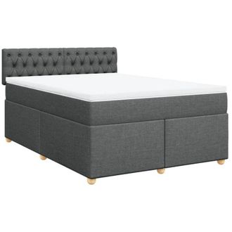 vidaXL Cama Box Spring Con Colch&oacute;n Tela Gris Oscuro 140x200 Cm Vidaxl