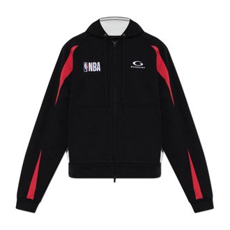 Balenciaga Zip-throughs, male, Black, Size: 2XS NBA Collaboration Oversized Zip-Up Hoodie