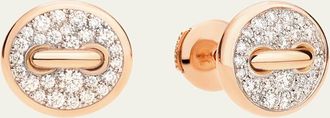 POMELLATO 18K Rose Gold Pom Pom Dot Pave Diamond Stud Earrings