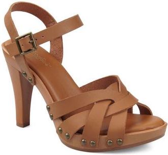 Candie's Gia Ankle Strap Platform Sandal in Tan Leather at Nordstrom, Size 11