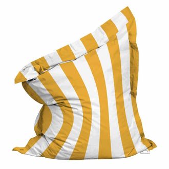 Oviala Funda vac&iacute;a para puf XXL a rayas, 180 x 145 cm, amarillo y blanco