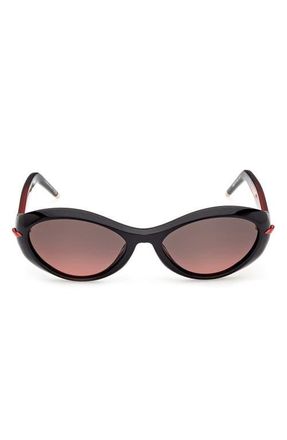 Christian Louboutin 55mm Oval Sunglasses in Black /Bilayer Black /Red at Nordstrom