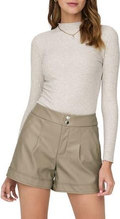 Only Emma Funnel Neck Ribbed Sweater in Pumice Stone Melange at Nordstrom Rack, Size X-Large