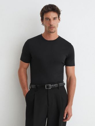 Reiss Black Air-water Cotton Muscle-fit T-shirt, Xxl