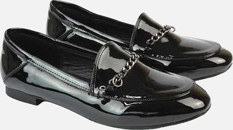 XY London Womens XY London Womens/Ladies Tessah Patent Chain Detail Flat Loafers - Black - Size: 6