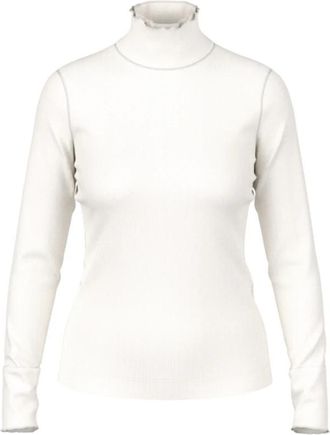 Marc Cain Fitted Roll-neck Shirt - Dames - Longsleeves - Wit - M - Katoen - Tops