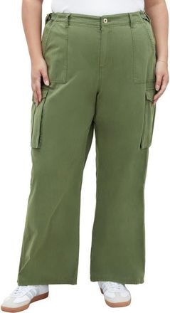 City Chic Mia Cargo Pants in Olive at Nordstrom, Size Xl