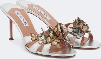 Aquazzura Papillon appliqu&eacute; leather sandals