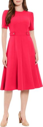 London Times Side Tab Fit & Flare Dress in Rose Red at Nordstrom Rack, Size 12P