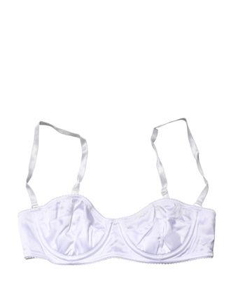 Dolce & Gabbana Womens White Semi-Pad Underwire Balconette Bra Underwear Elastane Silk Clothing