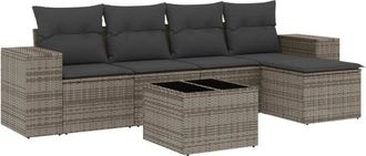 vidaXL Vidaxl - Set De Muebles De Jard&iacute;n 6 Pzas Y Cojines Rat&aacute;n Sint&eacute;tico Gris