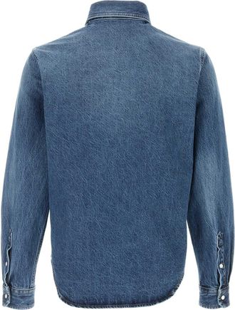 Versace Mens Denim Shirt Mediumblue Exterior: Cotton Camicie