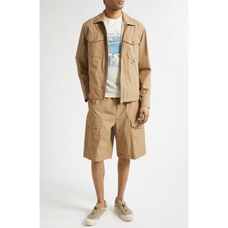 Moncler Cotton Poplin Cargo Shorts in Cocoa Creme at Nordstrom, Size 34 Us