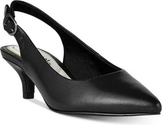 Easy Street Womens Easy Street Faye Pump Black Faux Leather Pointed Toe Slingback HTAT515