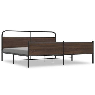 Berkfield Home Metal Bed Frame without Mattress Brown Oak 200x200 cm