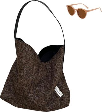Generic Vintage Cheetah Tote Bag for Women, Trendy Leopard Print Large Capacity Shoulder Bag, Slouchy Casual Fall Underarm Bags