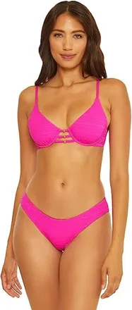 BECCA by Rebecca Virtue Coast Emory Bikini Top Womens Pink Flambe Stretch Swimwear DDR2191