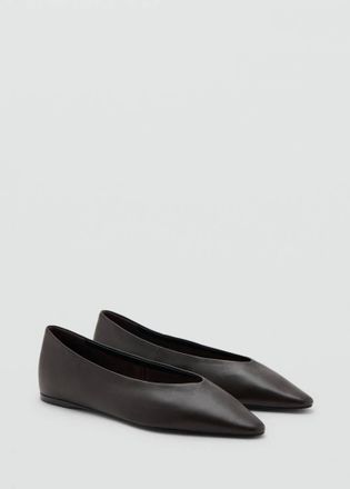 Mango Scarpe basse pelle punta cioccolato - Donna - 36 - MANGO
