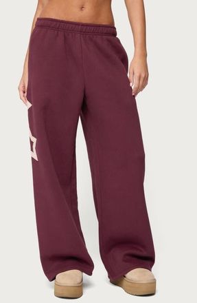 Edikted Starly Straight Leg Sweatpants in Burgundy at Nordstrom, Size X-Large