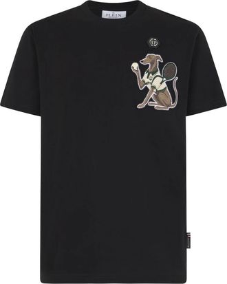 Philipp Plein Tennis Pet Patch T-Shirt - Heren - T-shirts - Zwart - S - Katoen - Tops