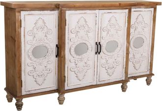 Wanderlust Deco Aparador de madera tallada marr&oacute;n 154x35x87