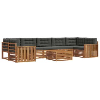 vidaXL Conjunto De Sof&aacute;s De Exterior 8 Uds. Natural Y Antracita Vidaxl