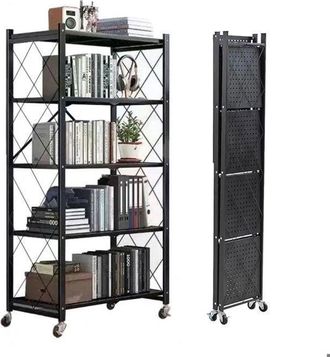 OEM Estanter&iacute;a De Almacenamiento Plegable De 5 Niveles Con Ruedas - Cada Nivel Soporta 20 Kg (en Total 100 Kg) - Para Cocina, Ba&ntilde;o, Sal&oacute;n