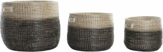 DKD Home Decor Cestas - Herbario Mar&iacute;timo - Natural Y Dorado - 3 Pcs - 37 X 37 X 40 Cm