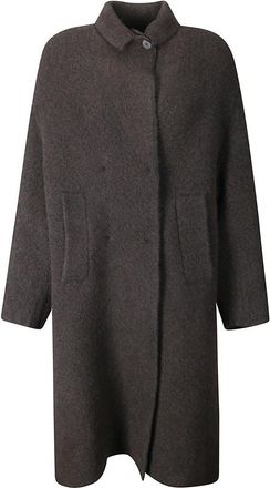 Boboutic Double-Breasted Knitted Coat With Notched Lapels